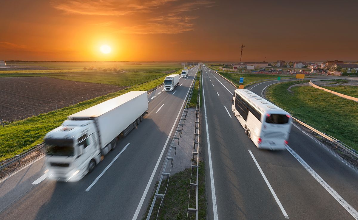 bus and trailers